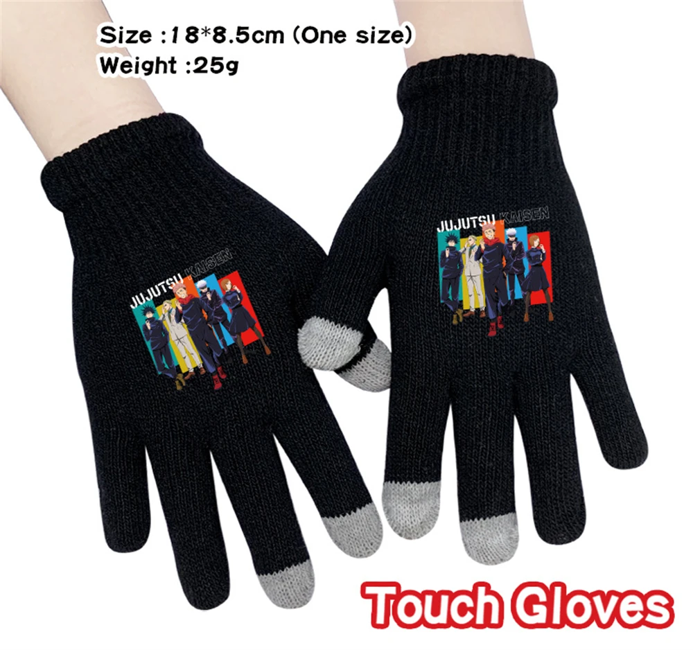 

Jujutsu Kaisen Full Finger Cartoon Winter Warm Gloves Unisex Outdoor Cold Protection Cycling Touch Screen Knitted Mittens Gifts