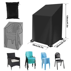 Outdoor Waterproof Garden Chair Cover with Storage Bag - Protective Furniture Dust Cover - 1Pc (Black)