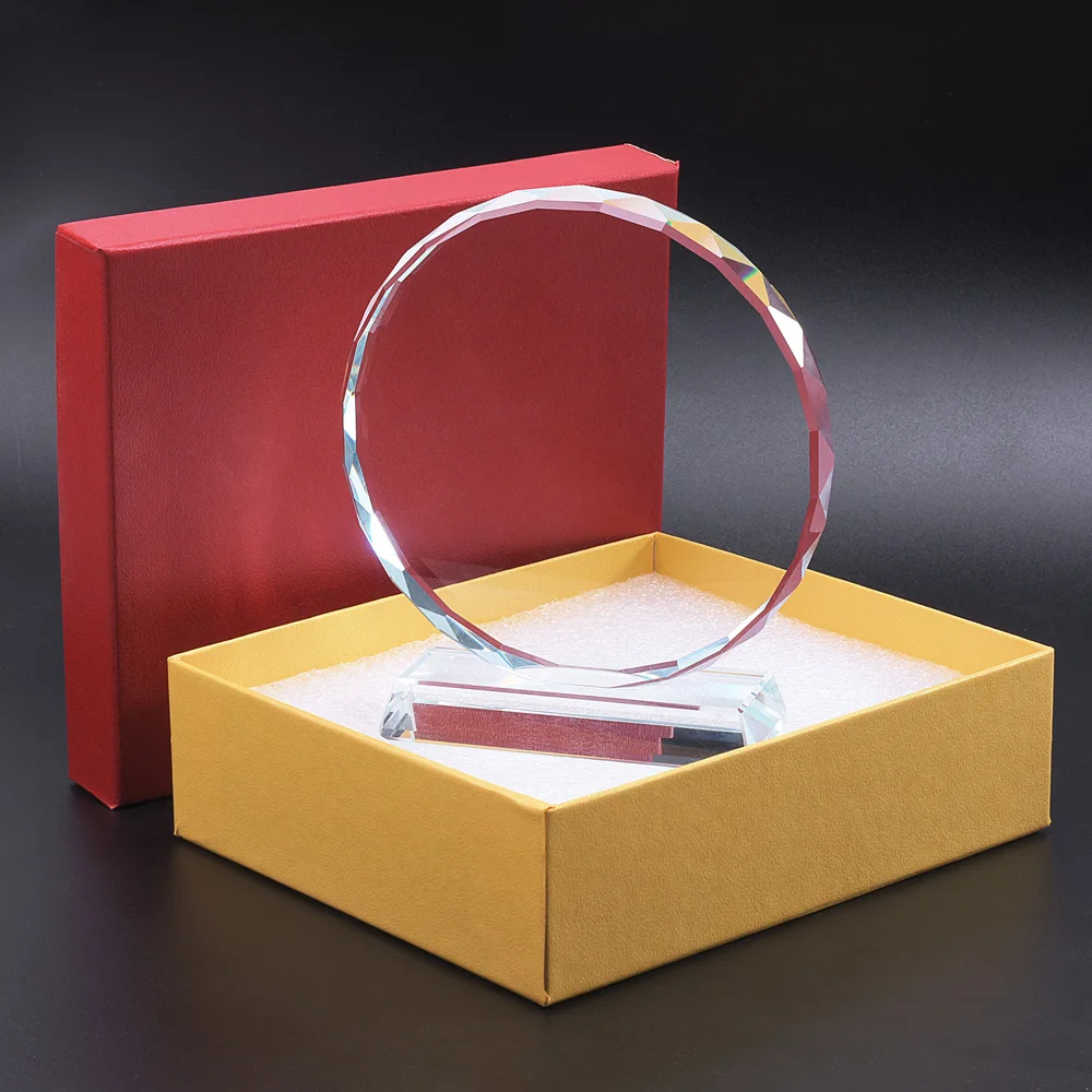 Round Shape Crystal Glass Photo Frame Personalized Figurines Crystal Birthday Friends Gifts Home Decor