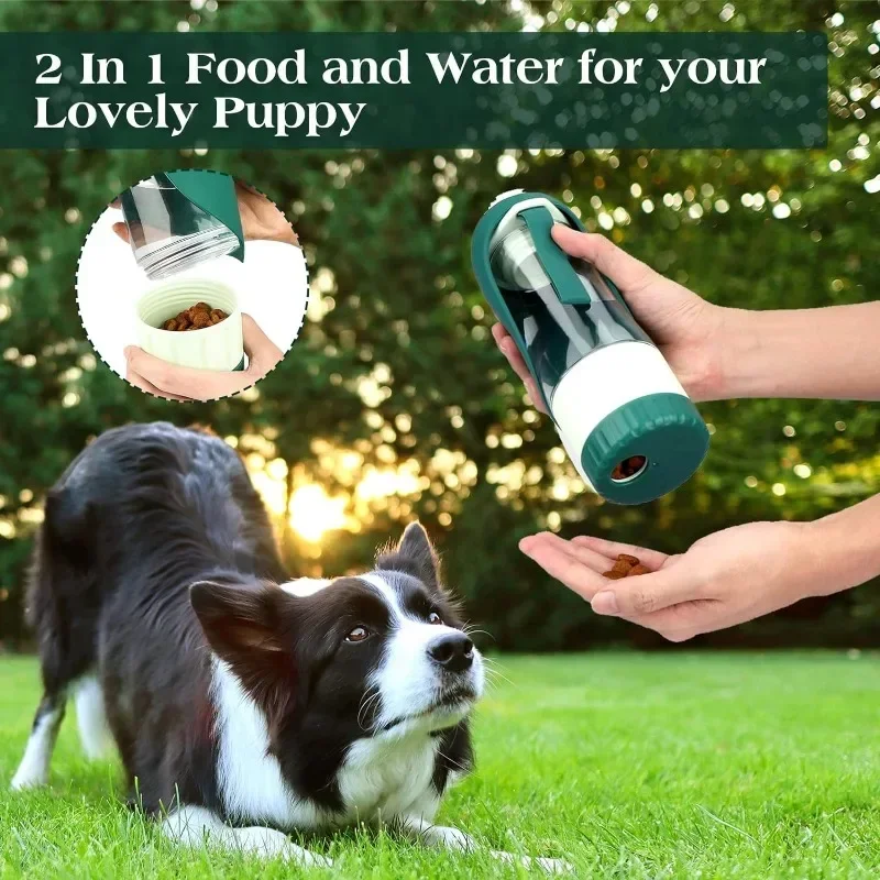 Dog Water Bottle Portable Dog Cat Puppy Pet Water Dispenser Feeder with Drinking Cup and Food Container Leak Proof for Outdoor 5