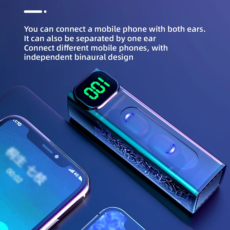 TWS E50 Bluetooth Earbuds Earphones Wireless LED Display HIFI Headphones Touch Control Sport Waterproof Microphone Music Headset 6