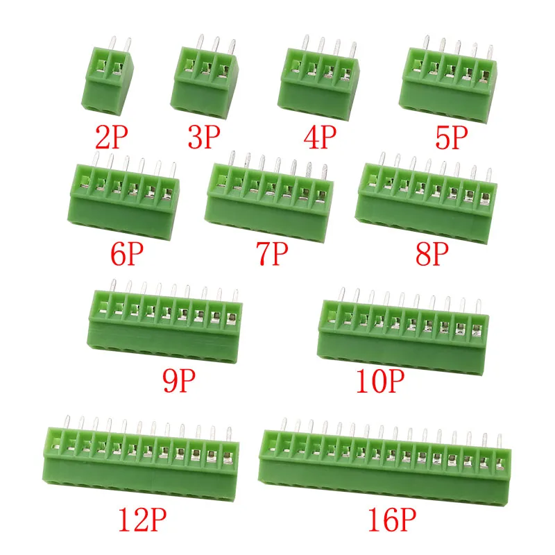 10Pcs KF128 2.54mm Pitch Mini PCB Screw Terminal Blocks Connector 2/3/4/5/6/7/8/9/10/12/16 Pin Screws Terminals For 26-18AWG DIY