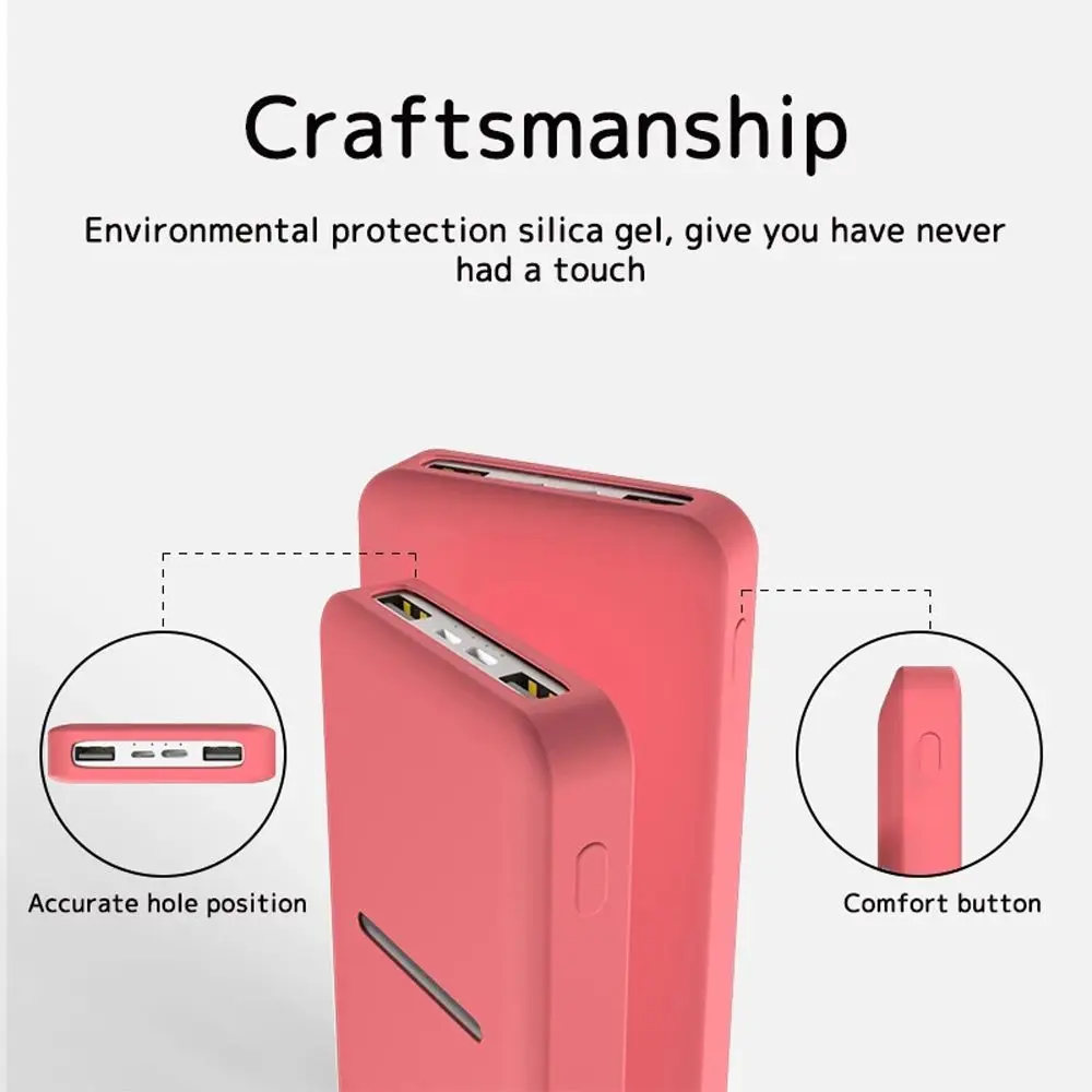 Power Bank Case Xiaomi Powerbank Case Silicone Protector Case Cover for Redmi 20000mah 10000mah Dual USB Port Skin Shell Sleeve Anti-slip Cover