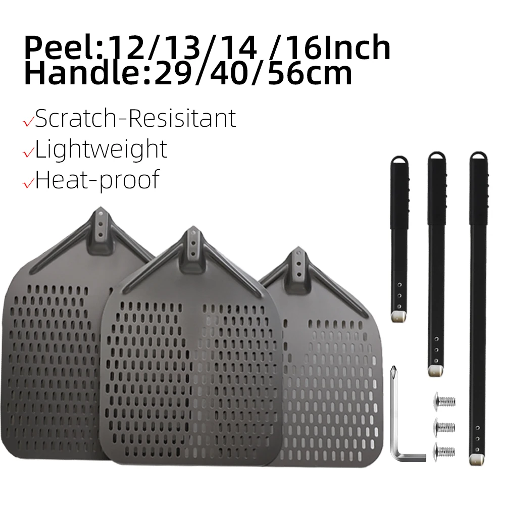 12 13 14 16 Inch Big Pizza Perforated Shovel Paddle Short Handle Oven Turning Peel Kitchen Tools Spatula Nonstick Pizza Baking