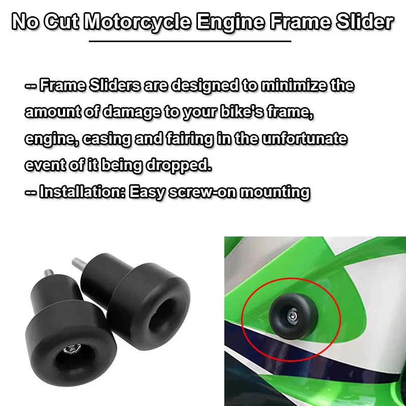 ZX 6R 9R 12R No Cut Motorcycle Frame Sliders Crash Falling