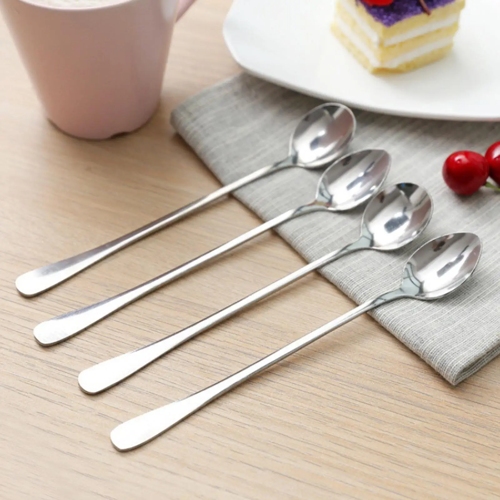 Description Picture 6 of itemStainless Steel Coffee Spoon Creative Long Handle Teaspoon Dessert Snack Scoop Ice Cream Mini Spoons Tableware Kitchen Tools