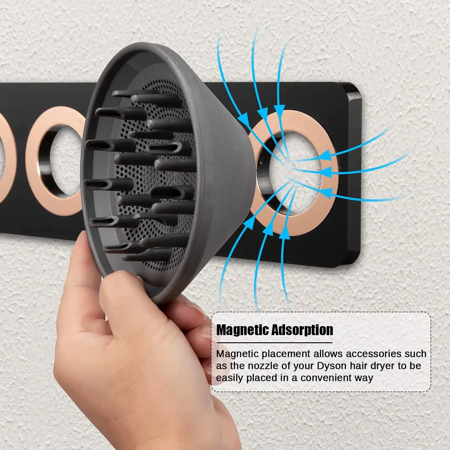 Suitable For Dyson hair dryer bracket, punching free hanging rack, bathroom wall mounted storage rack, hair dryer storage rack 5