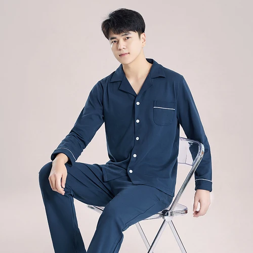 남성용 고급 코튼 잠옷, 겨울 잠옷, 홈 의류, PJ 화이트, 따뜻한 잠옷 5