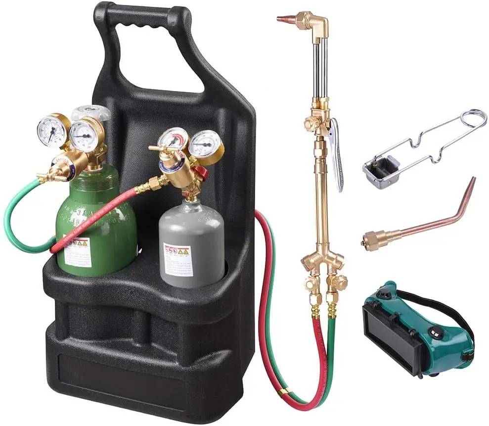 Portable Heavy Duty Welding Torch Kit Tank Oxygen Acetylene Oxy Cutting Brazing Goggles Welder Tool Set