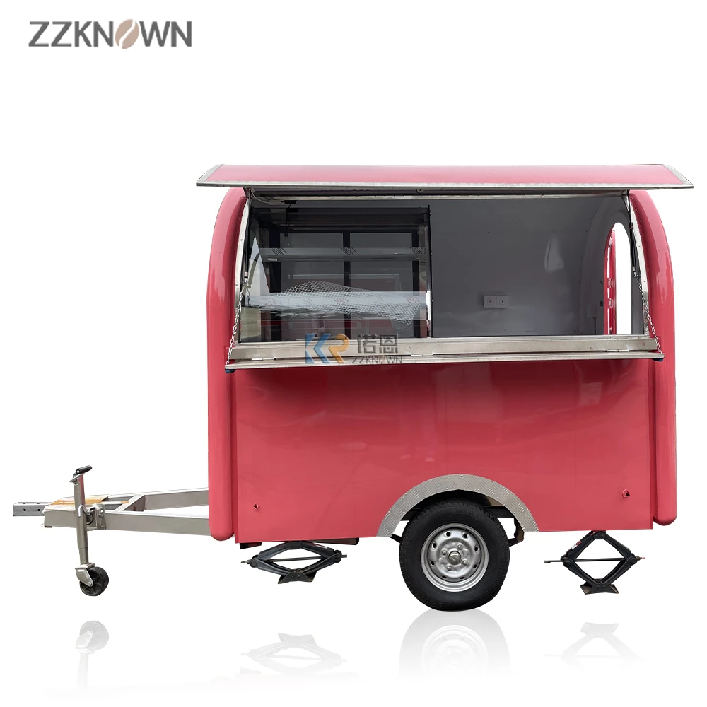 2.2m Street Mobile Fast Food Kiosk Catering Trailer Crepe Concession Vintage Hot Dog Cart Coffee Vending Truck for Sale