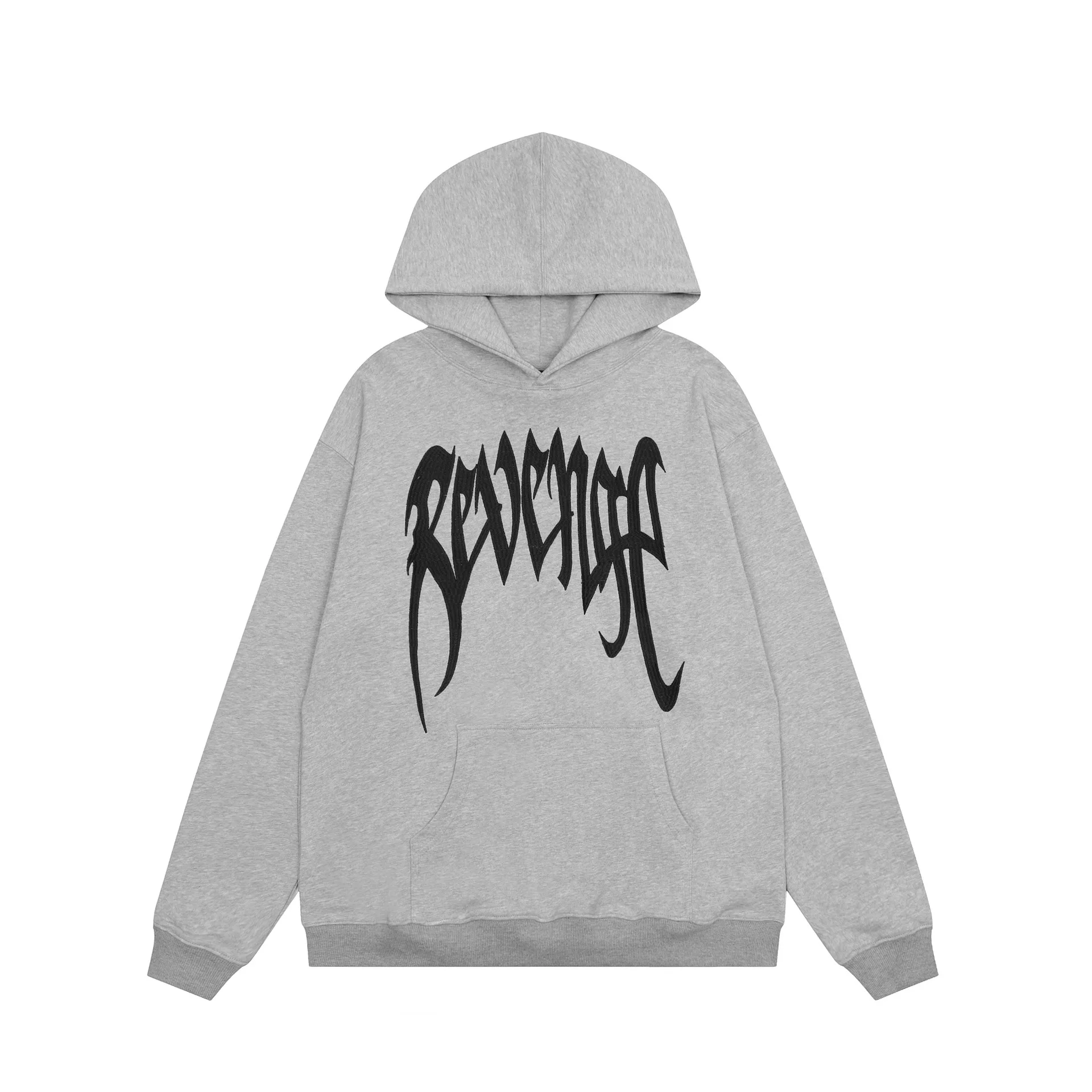 

New luxury 2022 REVENGE Grey Embroidered Pullover Hoodies Hoody hooded Sweatshirts velvet Cotton Drake Thick Fleece Street #7