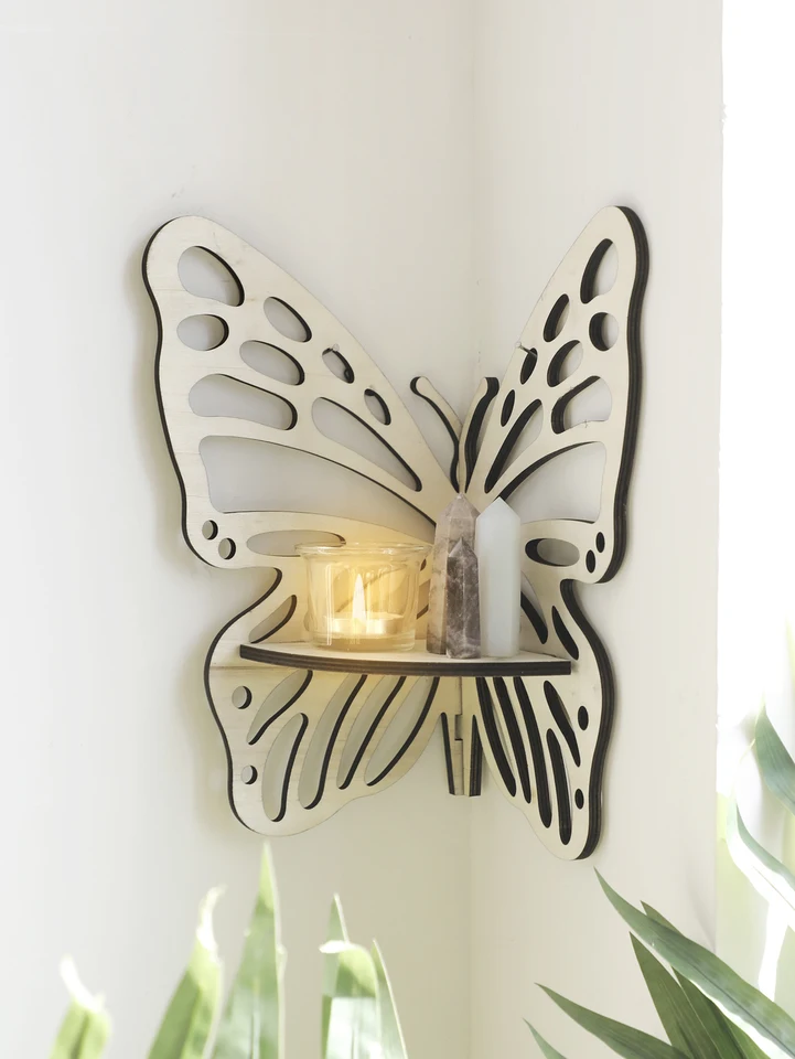 Voragrl Kristal Display Stand 4 Planken Natuurlijke Houten Plank Gothic Witchy Crystal Display Case voor Woonkamer