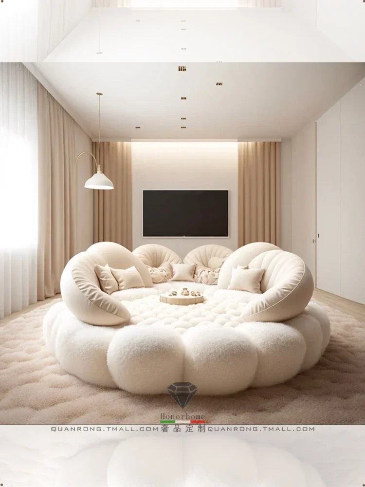 Cream style sofa King bed B&B 2 meters 4 Cream large round