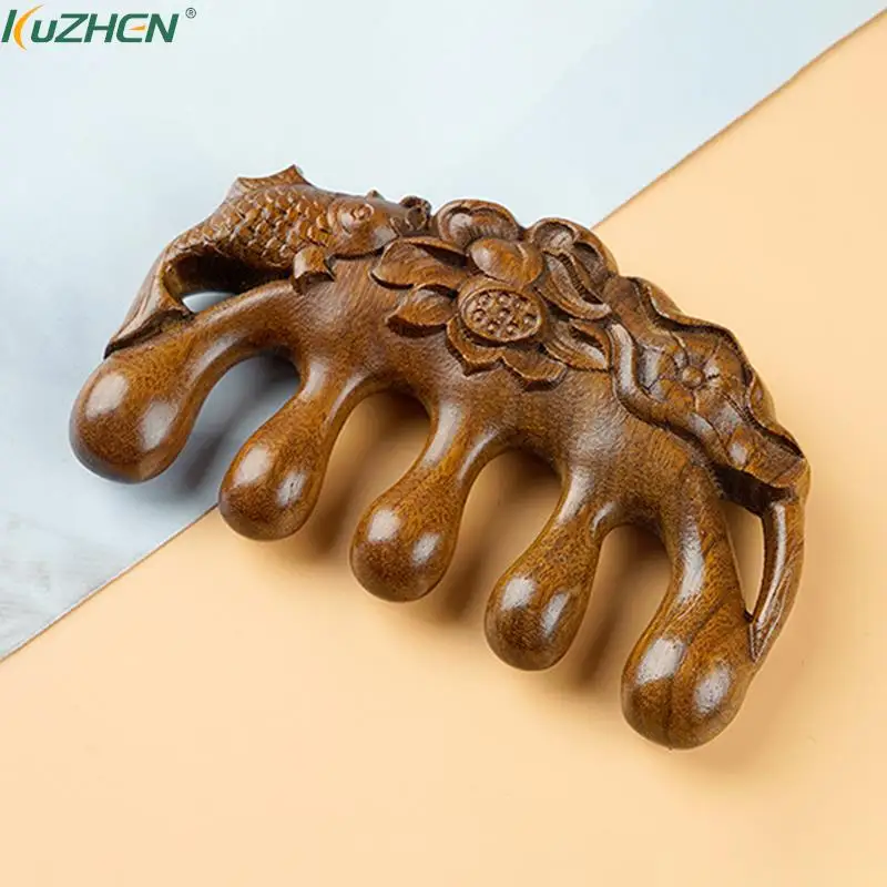 

Массажная расческа из сандалового дерева, Антистатическая гладкая двухсторонняя Массажная Расческа для циркуляции крови