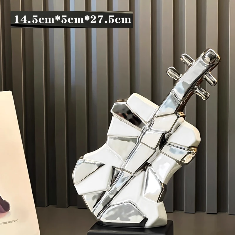 Creative Simulation Violin Sculpture Ceramic Gift, Home High-end Art, Wine Cabinet, Office, Study, Living Room, Decorations, 1Pc