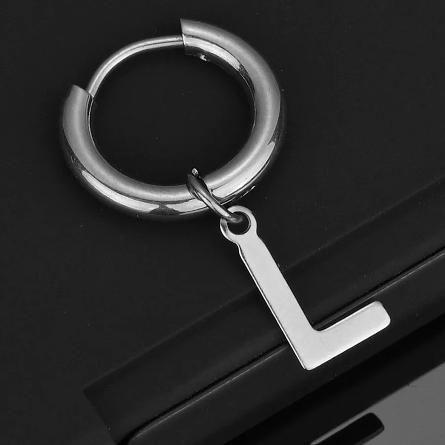 Fashion Initials Letters A-Z Drop Hoop Earrings For Women Silver Color Punk Dangle Earrings accessories Jewelry Gift