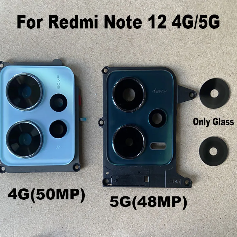 

1PCS For Xiaomi Redmi Note 12 4G 5G Back Camera Glass Rear Lens Cover With Frame Ahesive Sticker Replacement Global