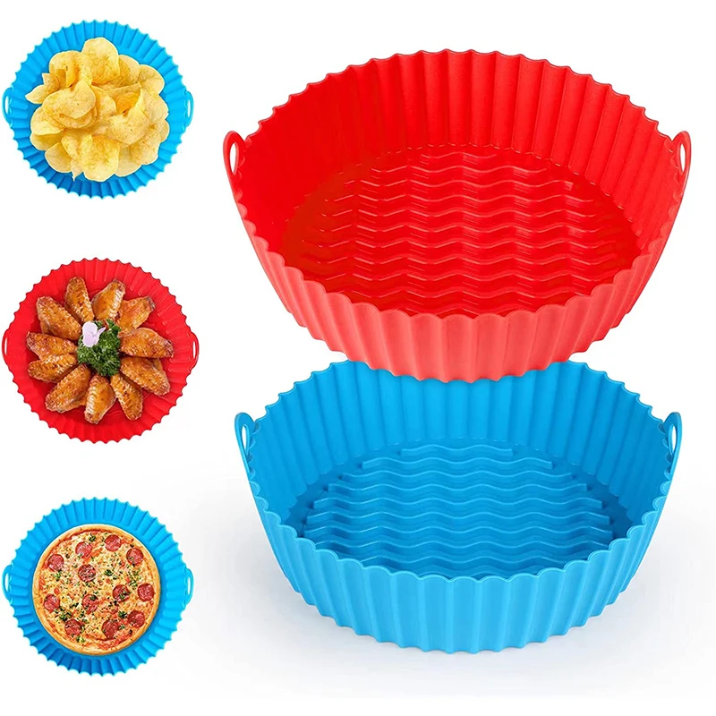 LMETJMA Silicone Air Fryer Liners Reusable Air Fryer Basket Round Replacement of Parchment Paper Liners Pot JT121