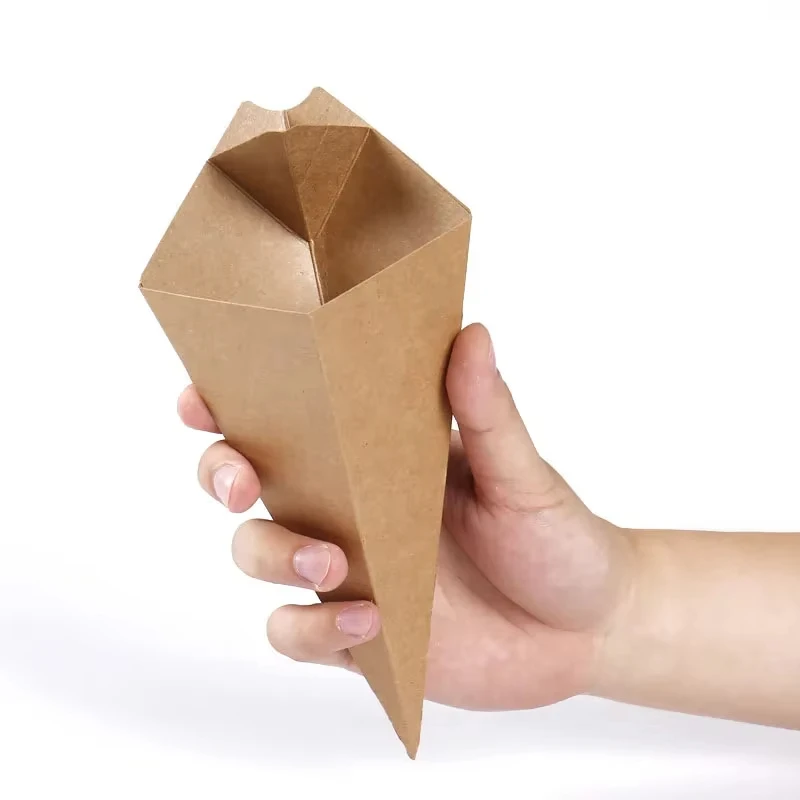 Disposable French Fry Cones – Kraft Paper Snack Holders for Popcorn, Nachos, Fries, and... - SKU CCC16555 - UGI Packaging