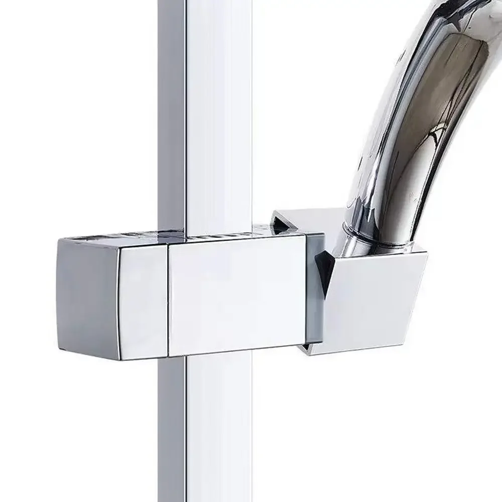 Support De Pommeau De Douche Carré Réglable - Pour Tube Rectangulaire 30x18 Mm - ABS, Finition Chrome/noir, Rotatif