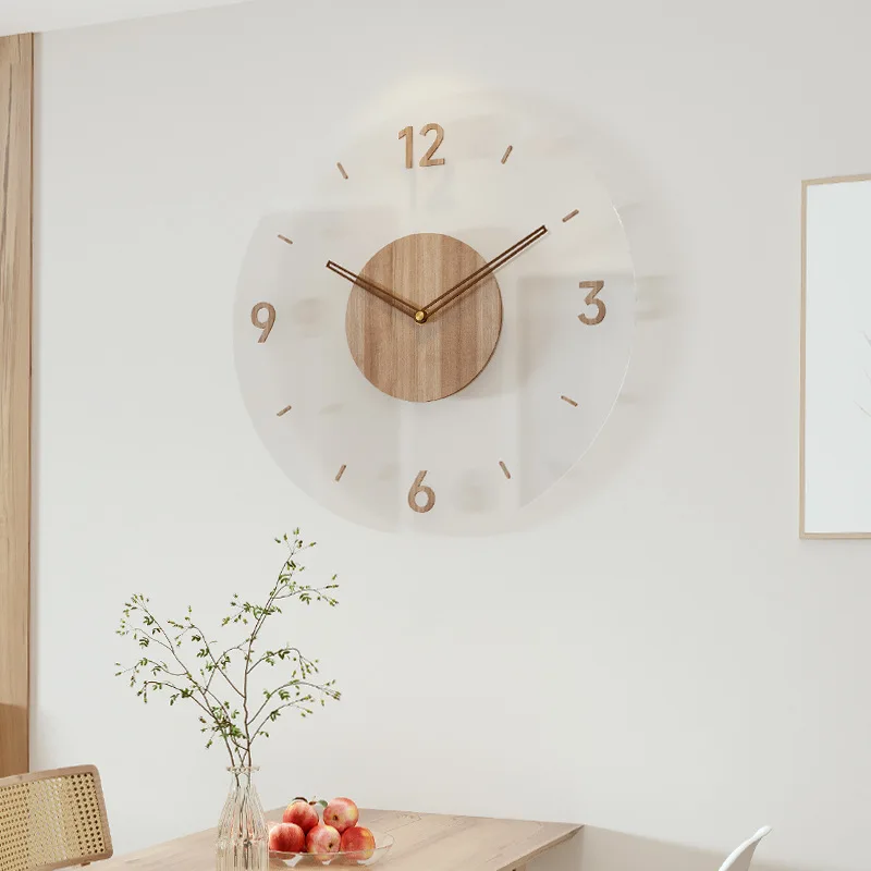 2024 New Solid Wood Creative Wall Clocks Living Room Silent Nordic Simple Quartz Clock Fashion Simple Clock Large Wall Watch A4 8803  