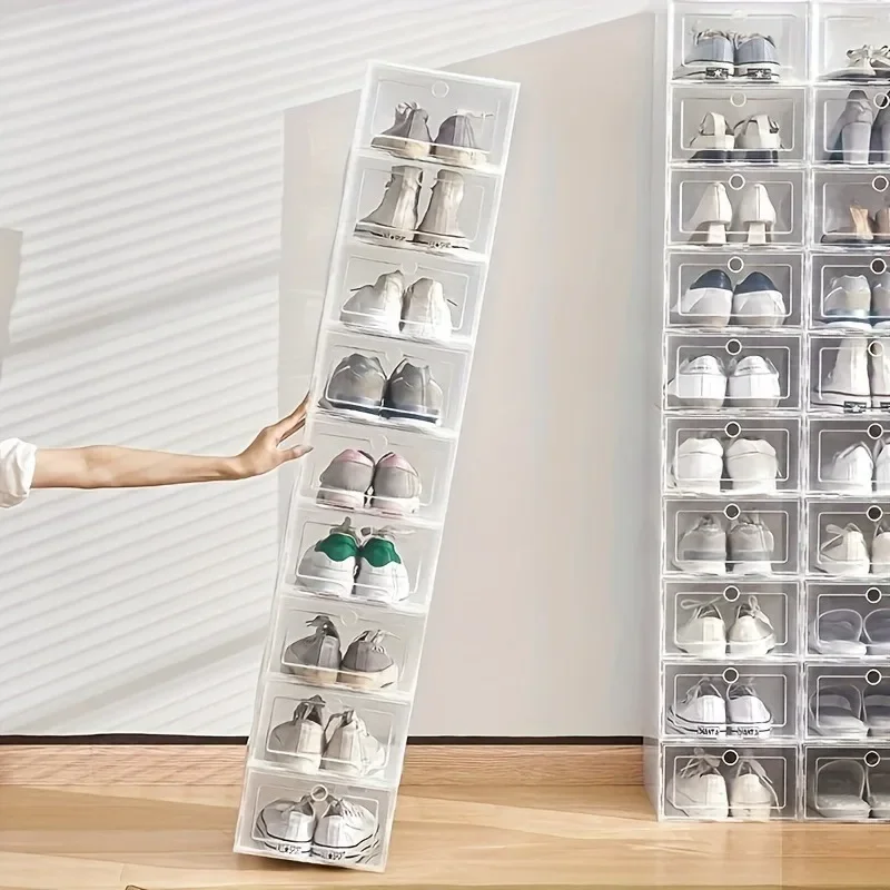 1/6PCS 33x23x14cm Plastic Shoes Case Drawer Case Thickened Transparent Shoebox Shoe Organizer Plastic Shoe Boxes Stackable Box shoe organizer