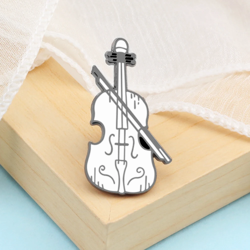 Broche Pin, Prachtige Viool Broche met Opbergdoos Mini Muziekinstrument Model Badge Knop voor Shirts, Jurk