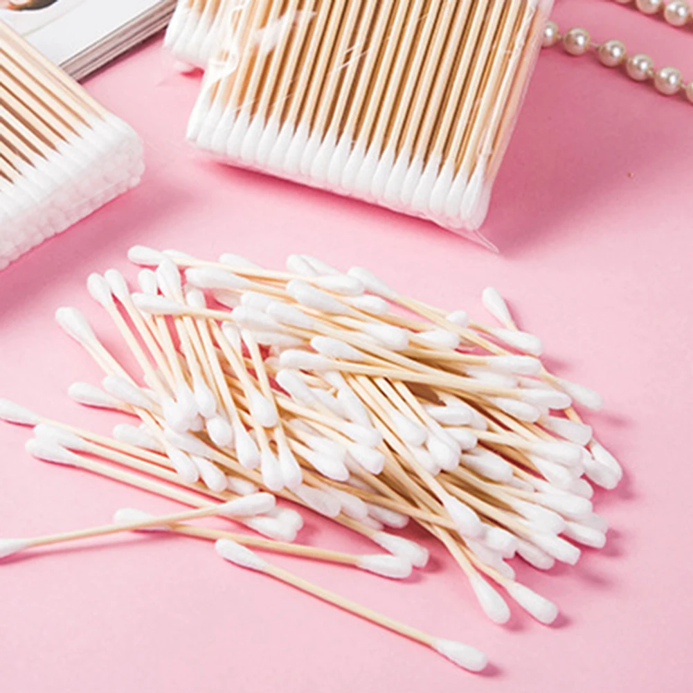 100 Count Cotton Swabs Biodegradable Double-Tipped Swabs Multifunction Round Tips Swabs for Home Travel Use 5