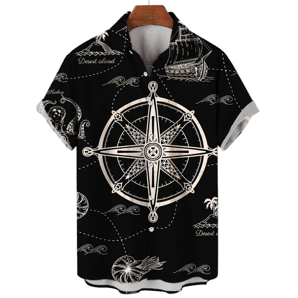 

Men's 3D printed short sleeved shirt, oversized loose fitting top, casual, fashionable, summer