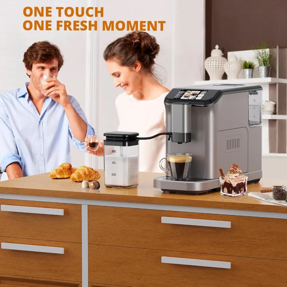 Automatic Espresso Machine, Coffee Machine with Grinder, Espresso Maker with Automatic Milk Frother, 20 Bar Latte Machine 6
