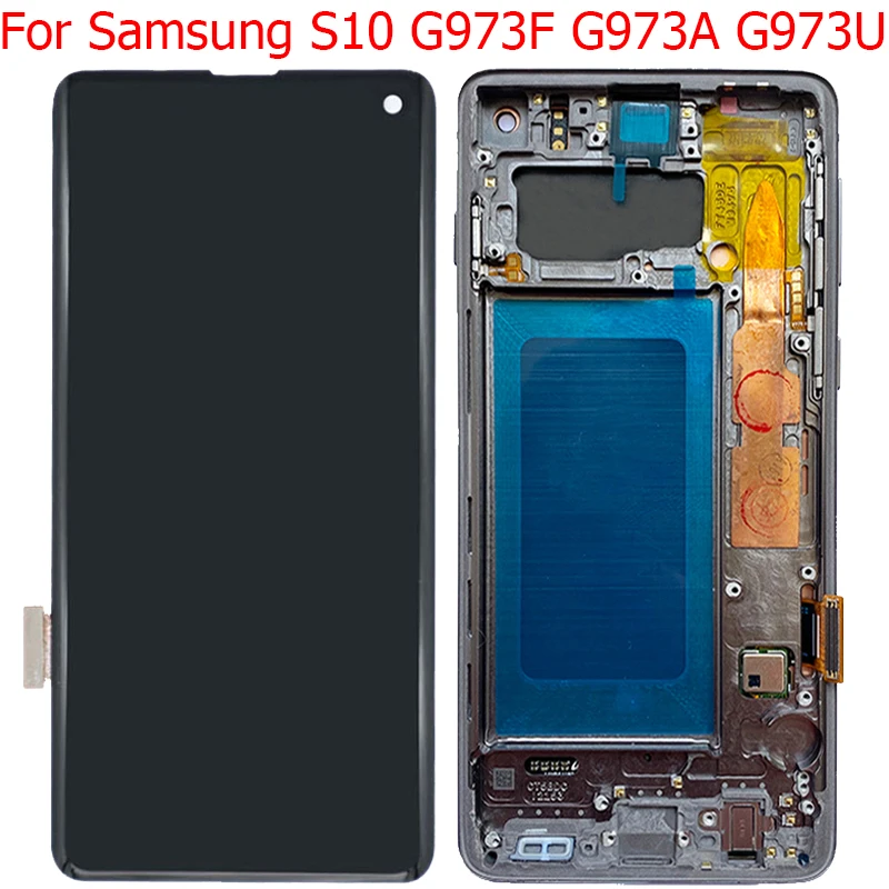 Testato Originale Per Samsung S10 Display Lcd Touch Screen 6.1 "S10 G973F G973A Display Lcd Frame Digitizer Panel