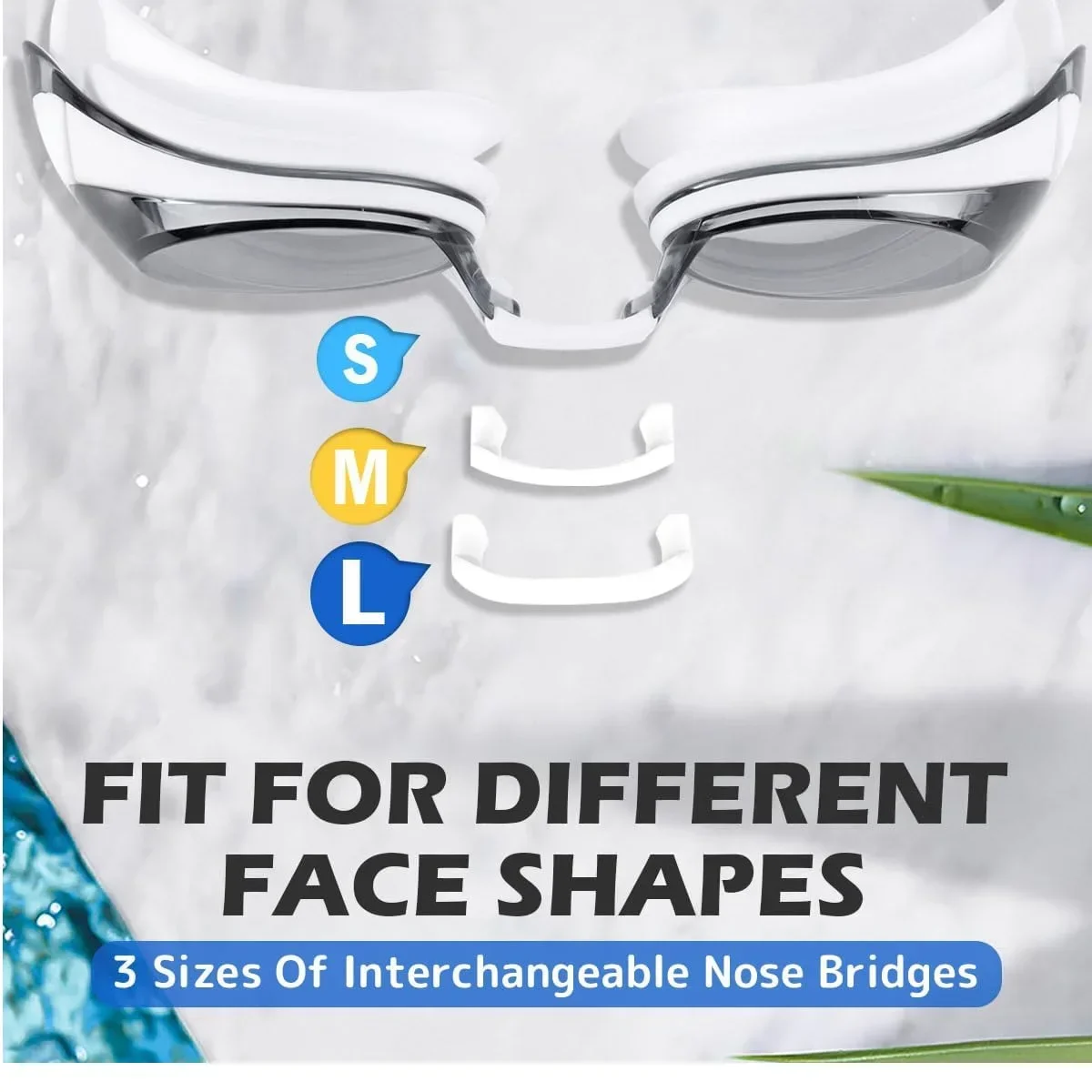White Myopia Swimming Goggles with Anti-Fog Spray for Boys and Girls Slicone Band