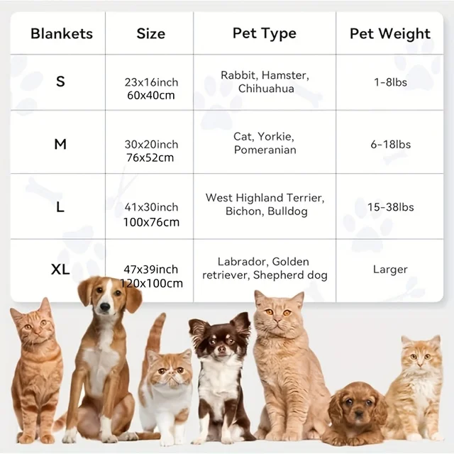Flannel Pet Blanket,Cute Dog Paw Print Blanket Pet Mat for Puppy Kitten Warm and Comfortable Blanket Suitable For Cats And Dogs 6