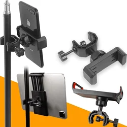 Rotating Phone Tripod Stand with Microphone Holder for Live Streaming and Video Recording (Black)