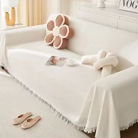 Woven Cotton Sofa Cover Blanket Solid Color Non-slip Sofa Towel for Living Room Furniture Decor Tapestry Couch Cover With Tassel 1
