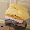 Cotton Fitted Sheet with Elastic Band Anti-Slip Mattress Cover for Single Double Queen King Bed Adjustable Plain Fitted Bedsheet 1