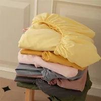 Cotton Fitted Sheet with Elastic Band Anti-Slip Mattress Cover for Single Double Queen King Bed Adjustable Plain Fitted Bedsheet 1