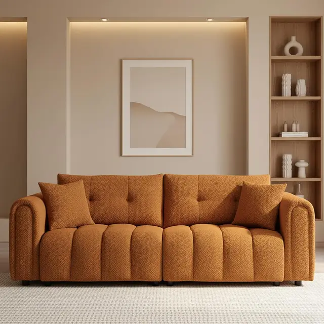 91.5"Mid-Century Modern Boucle Sofas for Living Room,Comfy Sherpa Cloud Couch,Oversized Loveseat Couches for Bedroom-Customized