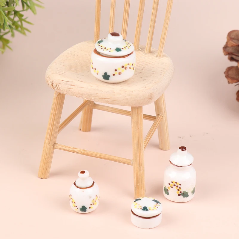 Dollhouse Miniature Ceramic Can Seasoning Can Storage Jar Kitchen Model Decor Toy Doll House Accessories