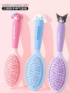 Kawaii Sanrio Anime Hobby My Melody Kuromi Cinnamoroll Cartoon Handle Air Cushion Comb for Head Massage