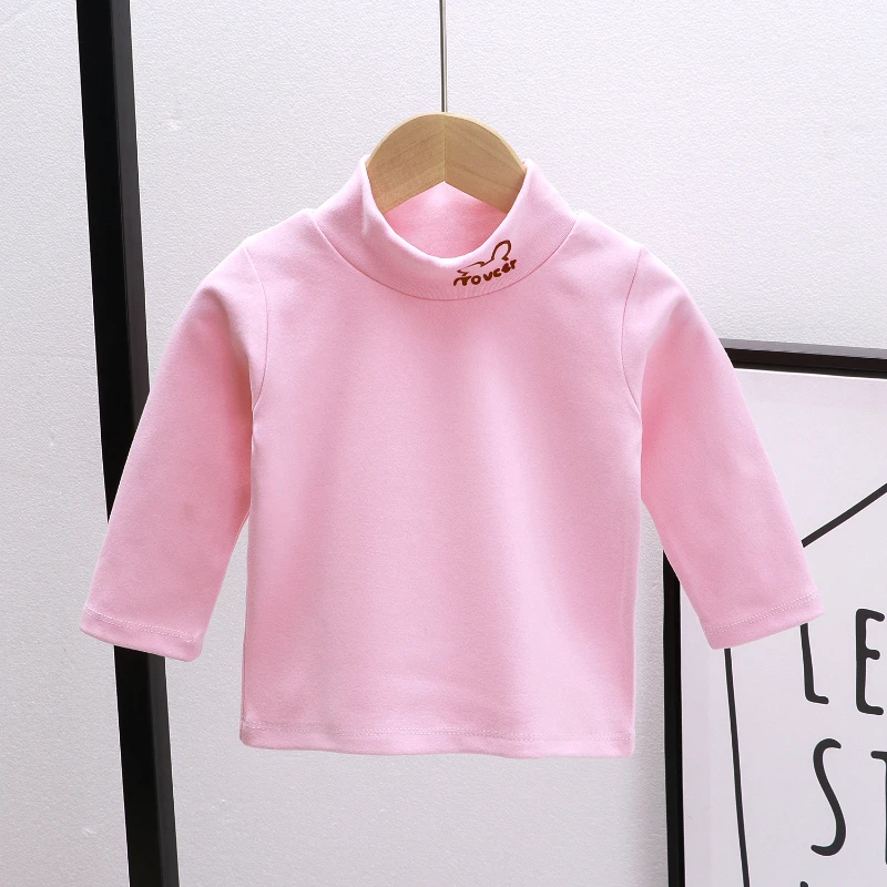 

Children's Tops Autumn and Winter Fleece Elastic Warm Clothes Boys and Girls Long-sleeved Turtleneck Bottoming Shirt Tops