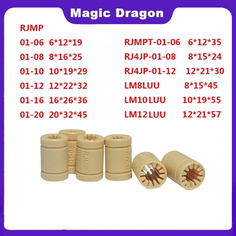 Impressora 3d Rolamentos de Plástico Sólido Polímero Rolamento Eixo Rjmp01 Bucha Linear para Peças Mendel Prusa Mendel Faça Você Mesmo Cnc Movimento 10pc