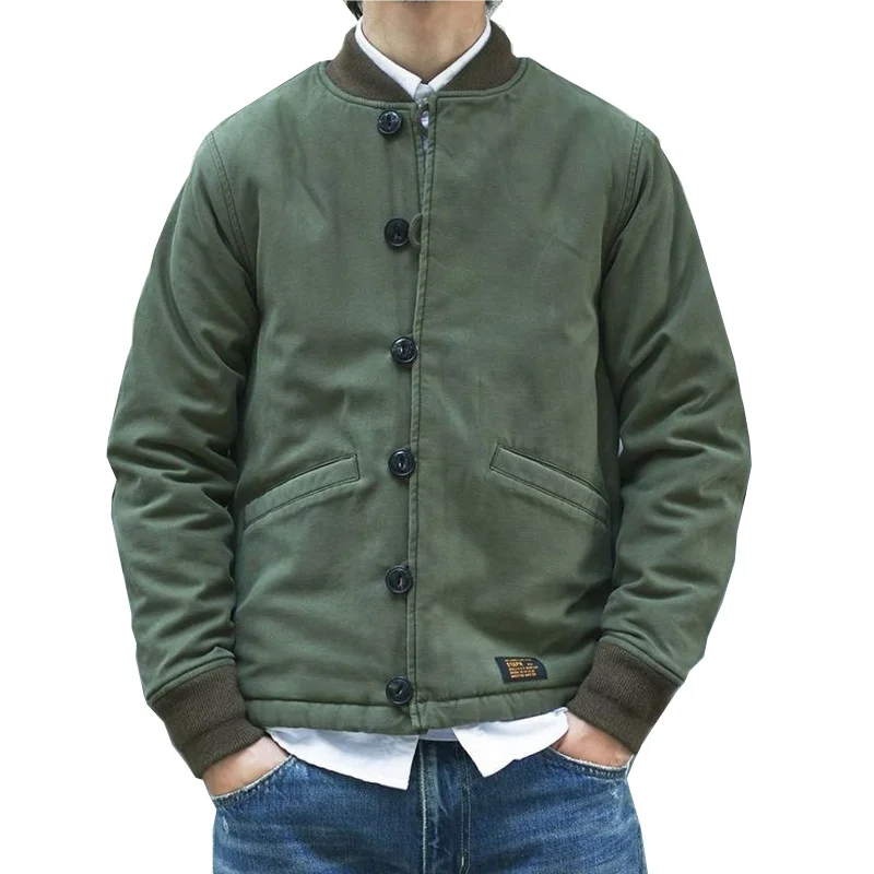 

American Vintage Ceket Navy N-1 Deck Jacket Sherpa Linning Work Men Erkekler Veste Americaine