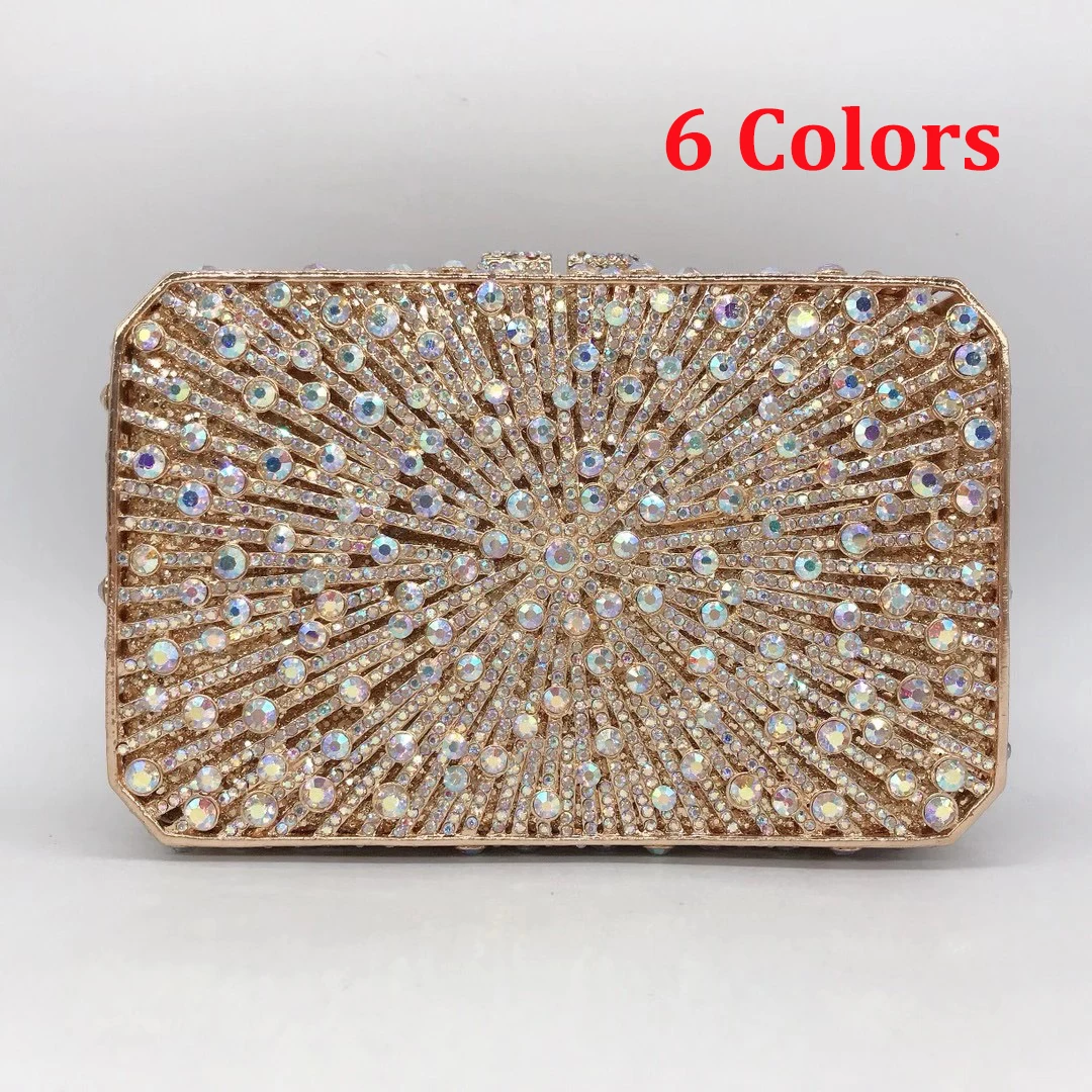 

Желтая/AB вечерняя сумка, 6 цветов, кошельки и сумочки, металлические блестящие свадебные клатчи с цепочкой