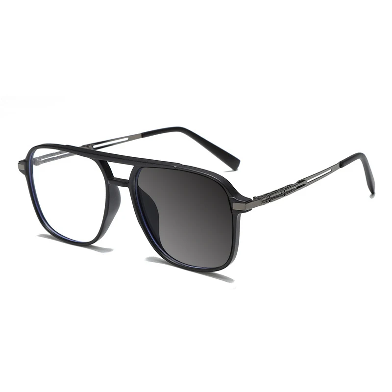 Occhiali Da Lettura Pilota Con Montatura Grande Di Marca Vintage Donna Uomo Occhiali Da Vista Oversize Neri Classici Occhiali Anti Luce Blu - Foto 2