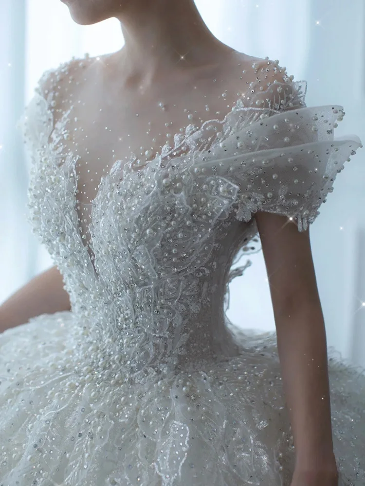 

New Wedding Dress Palace Gorgeous Wedding Dresses Off Shoulder Design Bridal Gown Dreamy Romantic Marriage Garment
