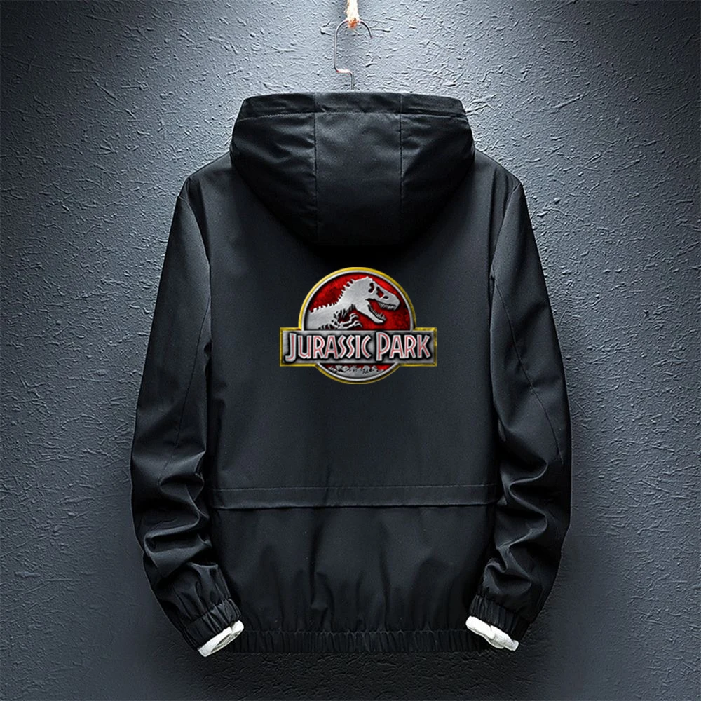 2023 New men's Jurassic Park military trench coat jacket patchwork coat fashion street coat high quality clothes