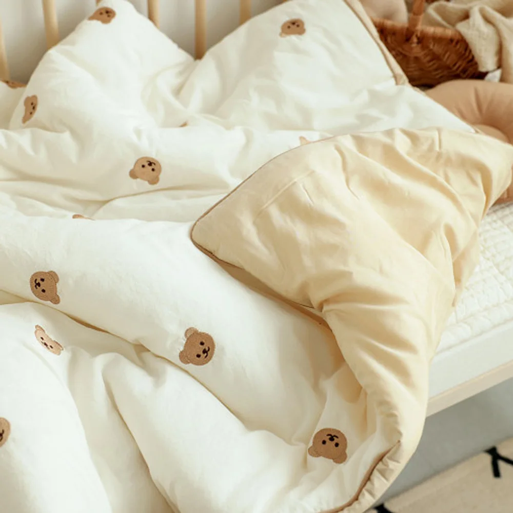 Korean Pure Cotton Baby Winter Quilt Bear Embroidery Kids Bedding Quilts Blanket Thicken Kindergarten Quilt Baby Comforter Duvet cotton blanket,bedding set,baby blanket