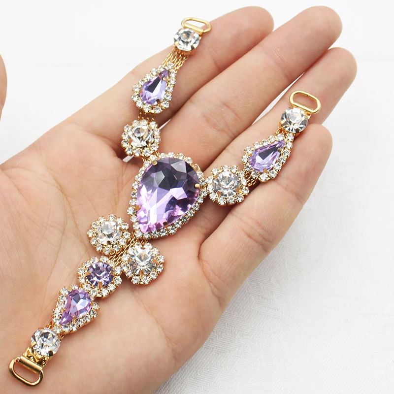 크리스탈 슬리퍼 체인 비키니 커넥터/걸쇠 금속 투명 아크릴 라인석 크리스탈 버클, 13cm x 9.5cm, 1 개