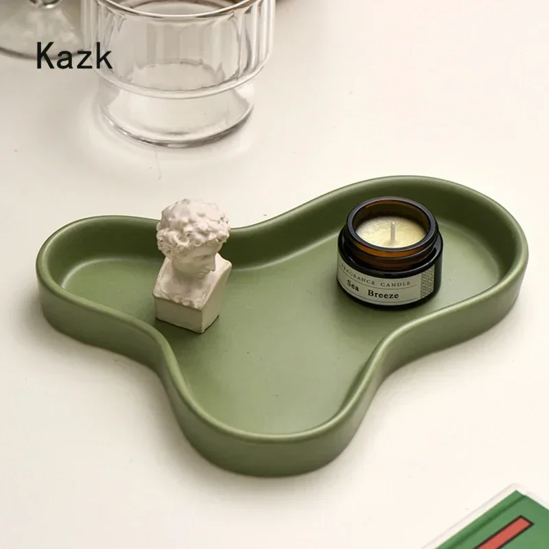 Nordic Irregular Ceramic Tray Kitchen Items Cake Stand Coffee Table Tray Dessert Aromatherapy Jewelry Storage Trays Decorative jewelry tray